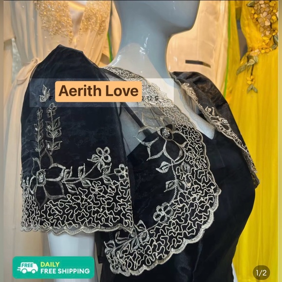 Filipiniana Bolero Lady Barong Traditional National Costume XXL - Picture 2 of 2